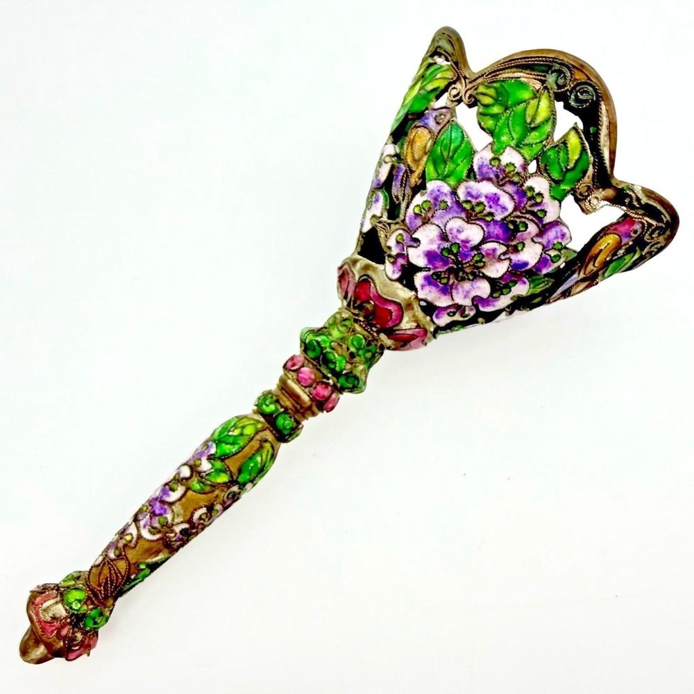 Antique Chinese Export Enamel Filigree Tussie-Mussie Posy Wedding Bouquet Holder